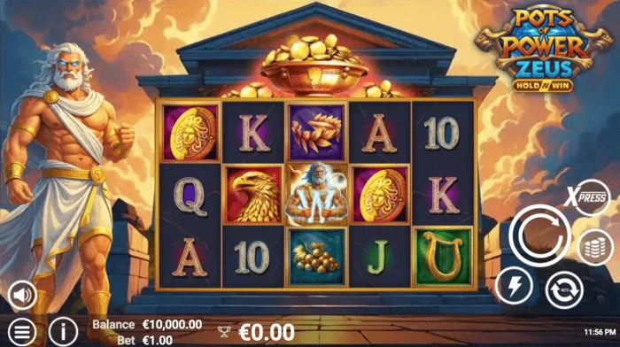 Pots of Power: Zeus - hlavná obrazovka s valcami